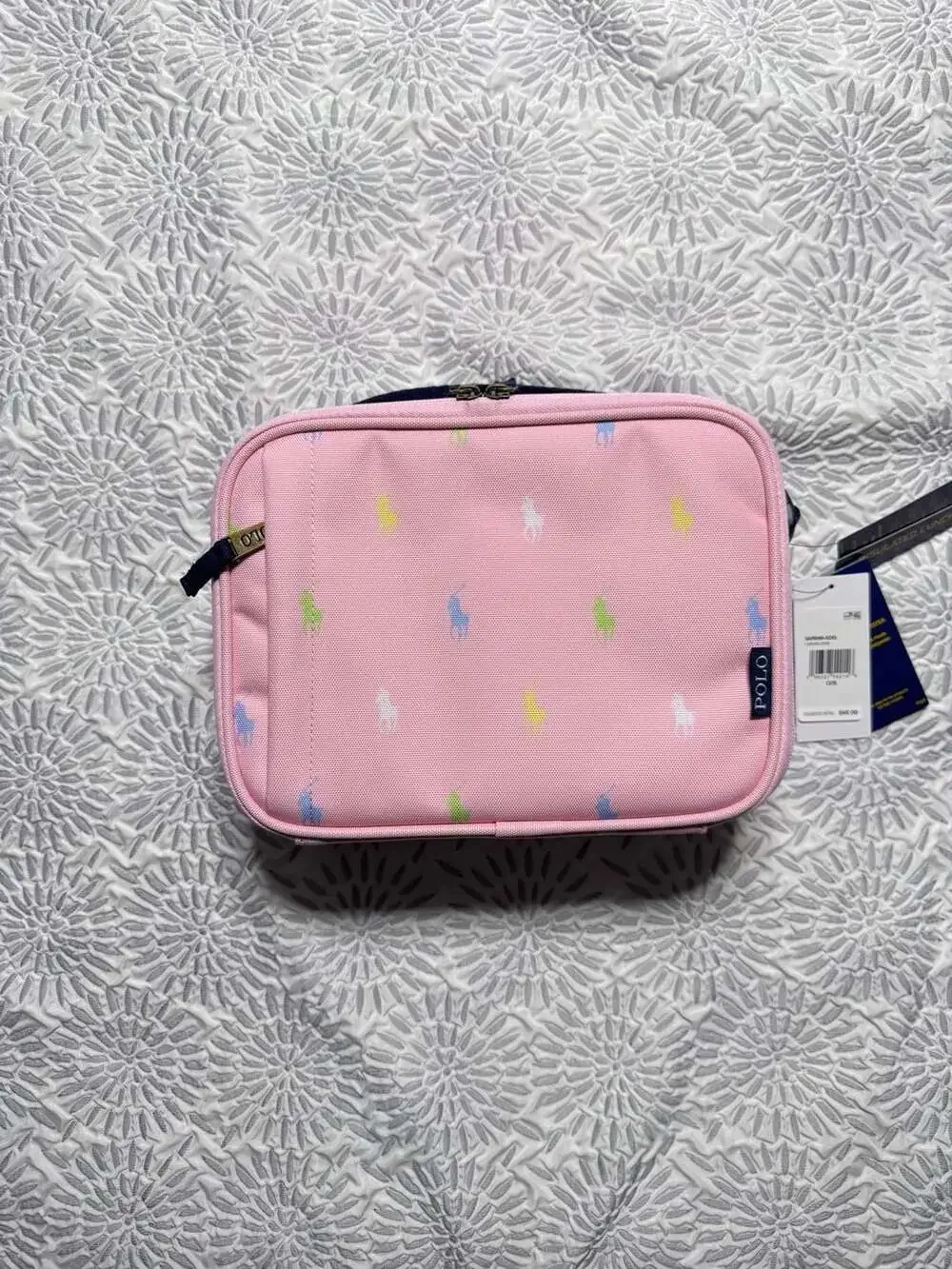 Polo Ralph Lauren Multi Pony Insulated Canvas Lunch Tote Pink
